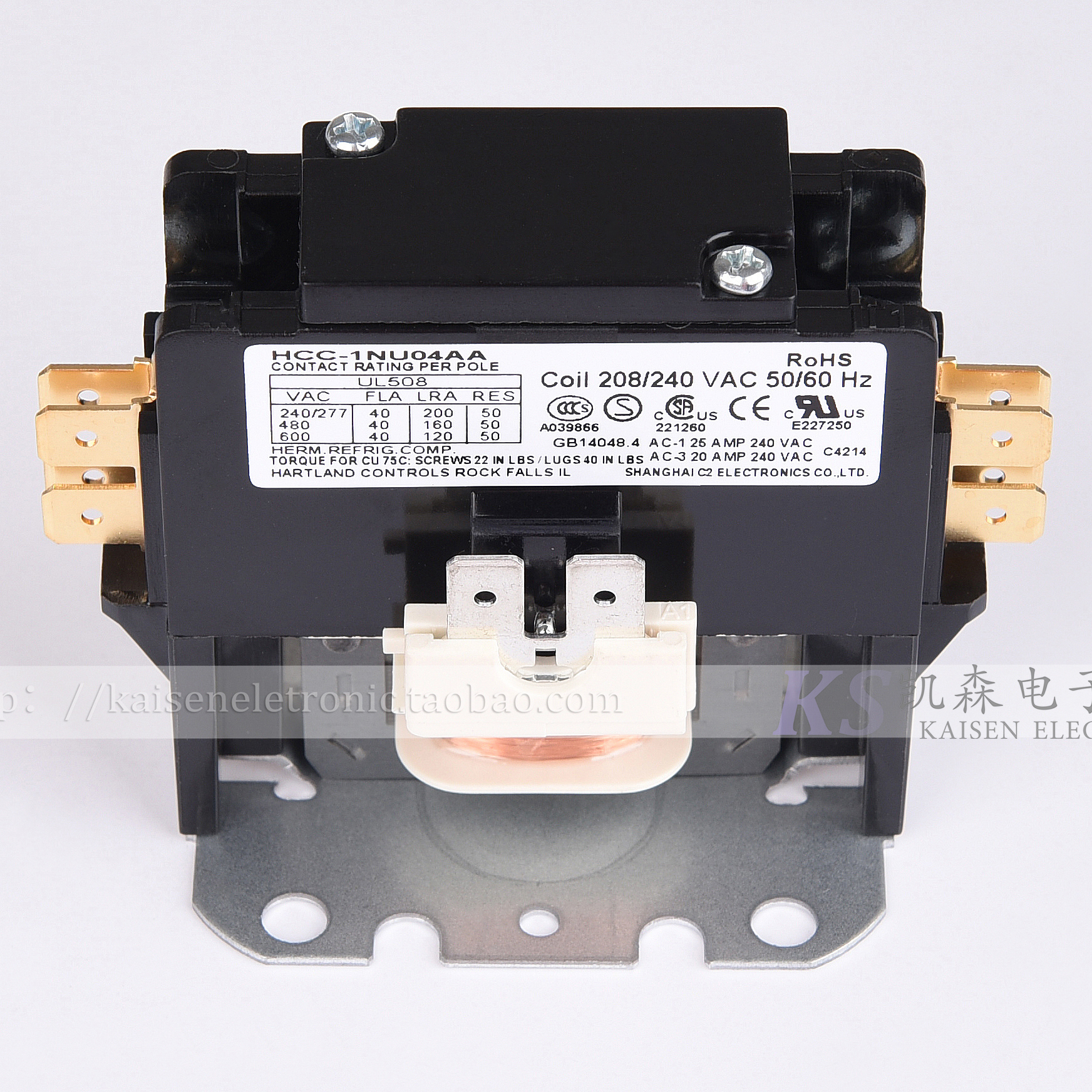 220V 40A高负载单相 HCC-1NU04AA Hartland Controls交流接触器