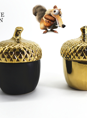TG 出口美国陶瓷金色玫瑰金黑金陶瓷松果密封罐 茶叶罐 调味罐