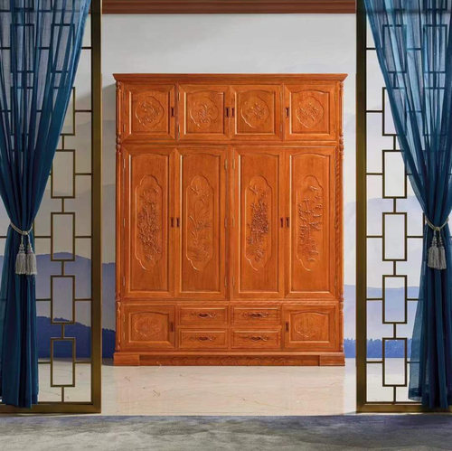 中式古典风卧室菠萝格红木衣柜