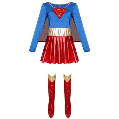 万圣节派对女超人Cosplay服欧美热销超级英雄女超人披风短裙套装