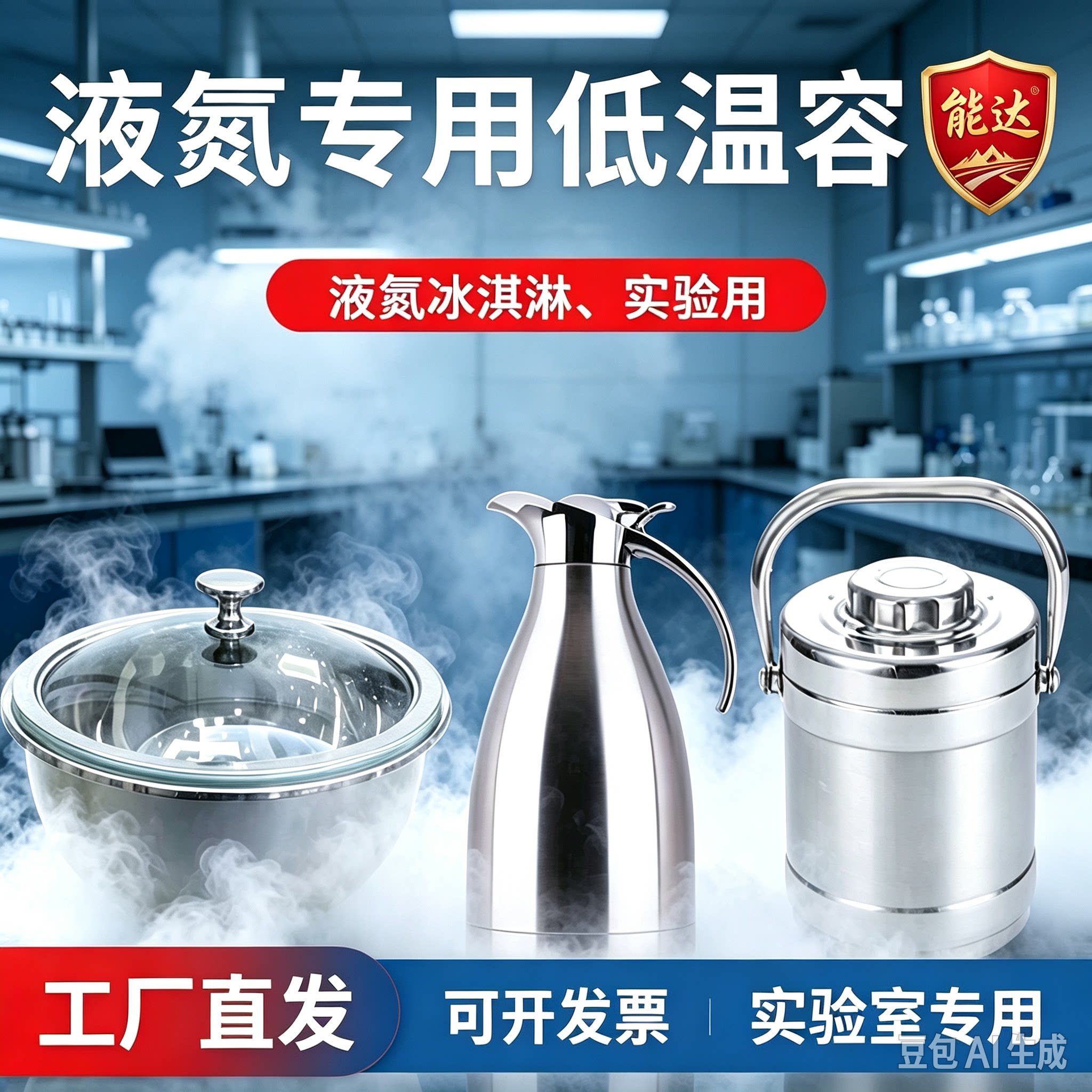 不锈钢液氮壶罐转移低温冒烟冰淇淋盆杜瓦瓶实验室2L3升5保温提桶