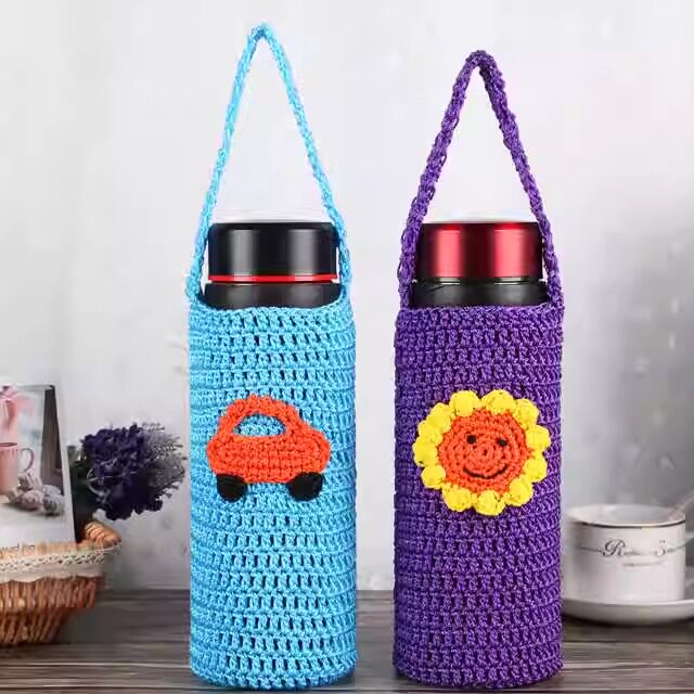 水杯套保温杯通用保护套手提斜挎玻璃杯茶杯水壶防烫手工钩织杯套