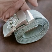 腰带款 腰带皮带滚轴扣编织潮男中青年户外防身裤 不锈钢金属裤 男士