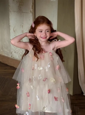 GOLI·超仙飘纱立体花朵纱裙无袖系带裙