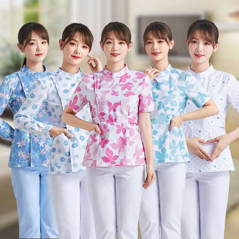 护士服碎花短袖女夏季分体套装