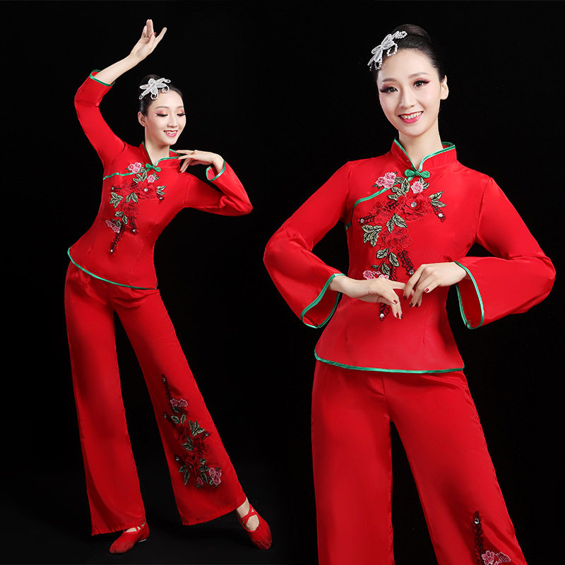 秧歌服演出服新款春夏中腰鼓扇子
