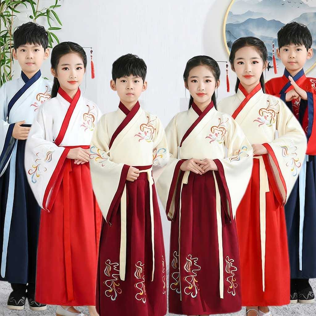 儿童汉服女幼儿园开学演出古装含