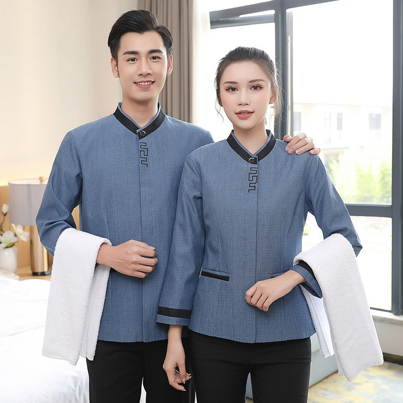 保洁服长袖男女服务员工作服宾馆酒店客房阿姨物业清洁工制服秋冬