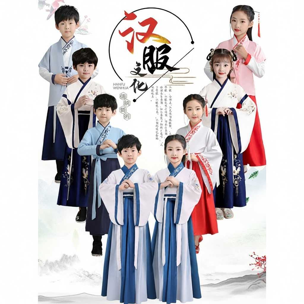 汉服男童国学演出服|三字经书童