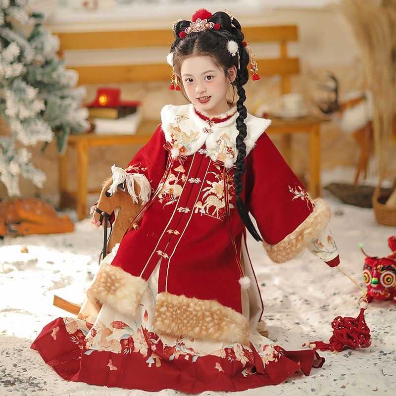 女童新款古风拜年服冬季中式新年