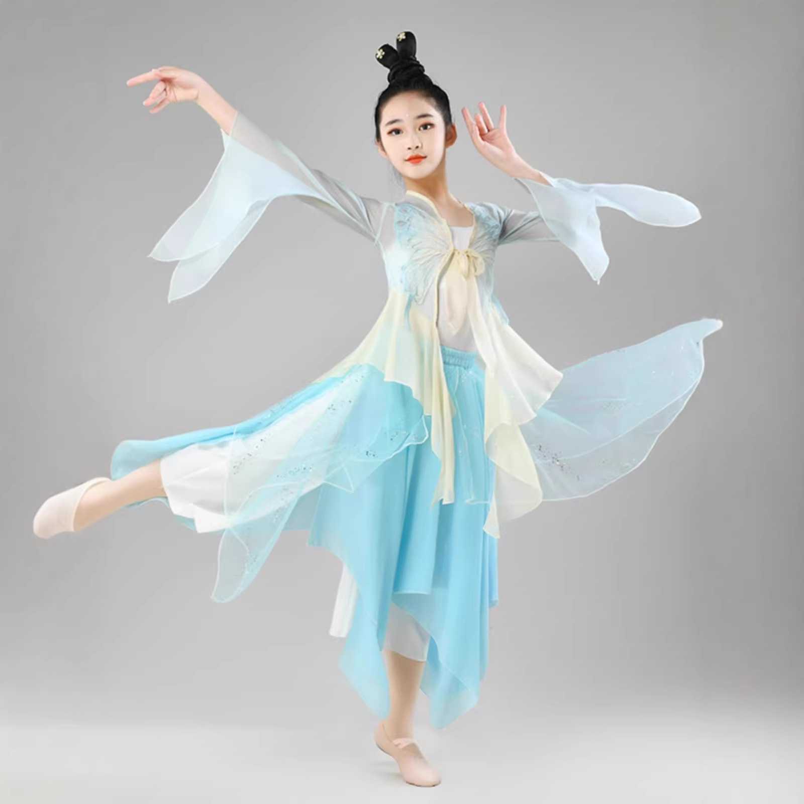 儿童古典舞蹈服女童仙气纱衣长款