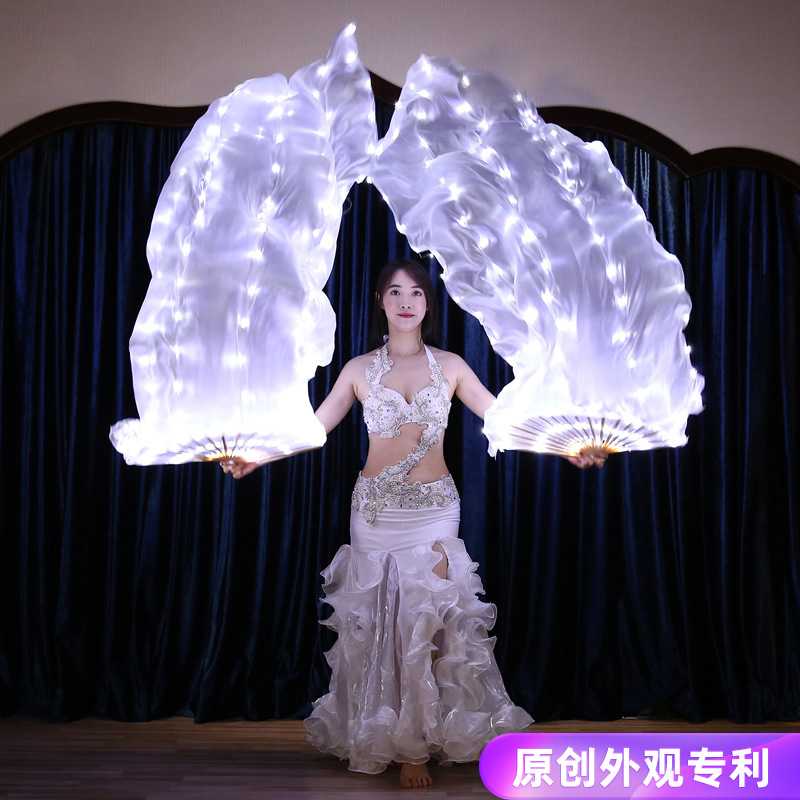 舞娘热销新款肚皮舞发光真丝扇｜