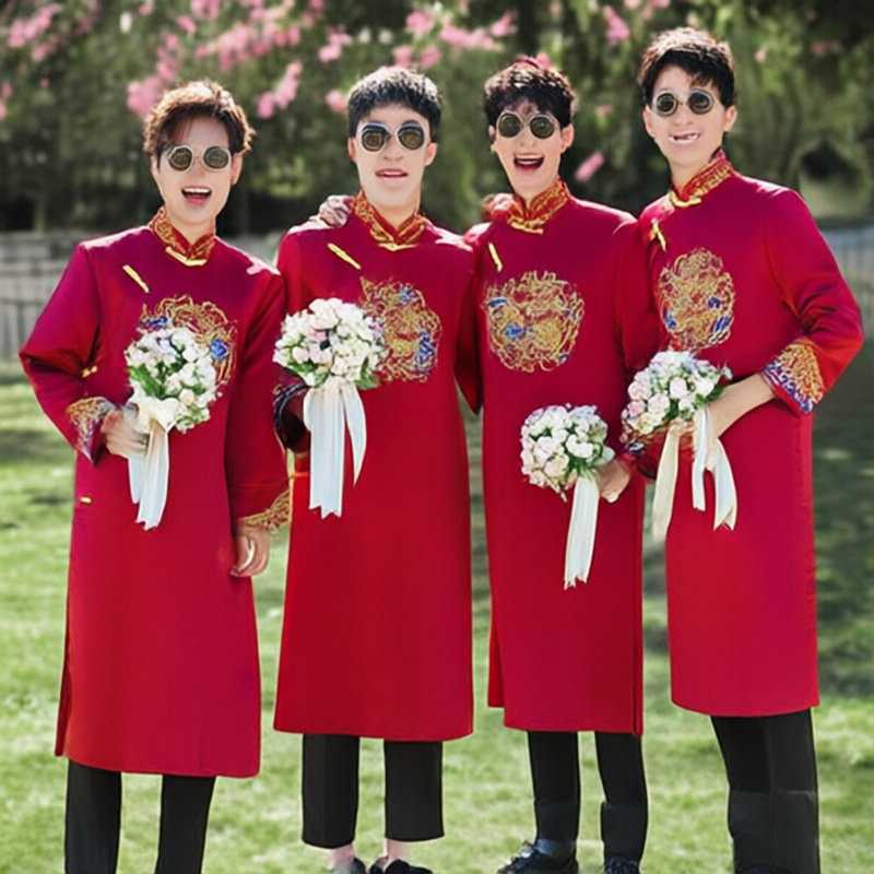 中式伴郎伴娘唐装礼服民国风婚礼