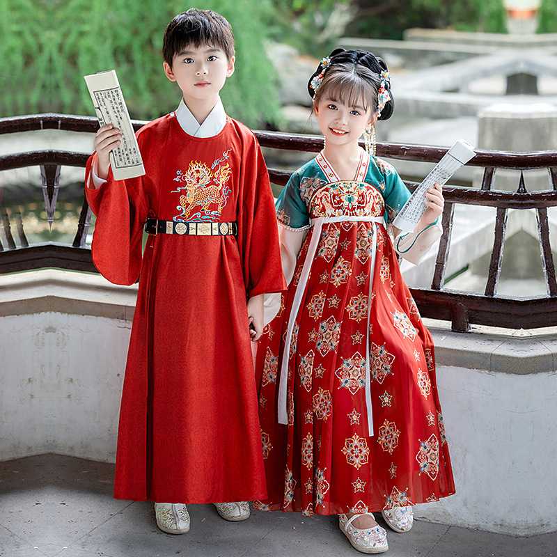 汉服男童唐装新款古风国学服女童