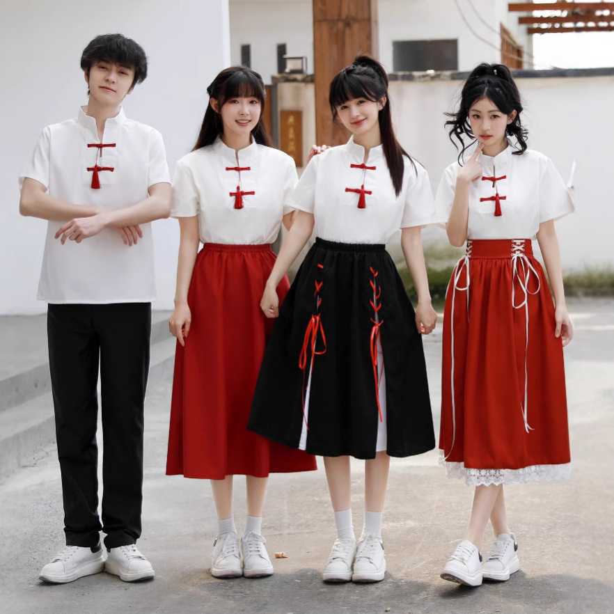 中汉服大合唱毕业季班服套装朗诵