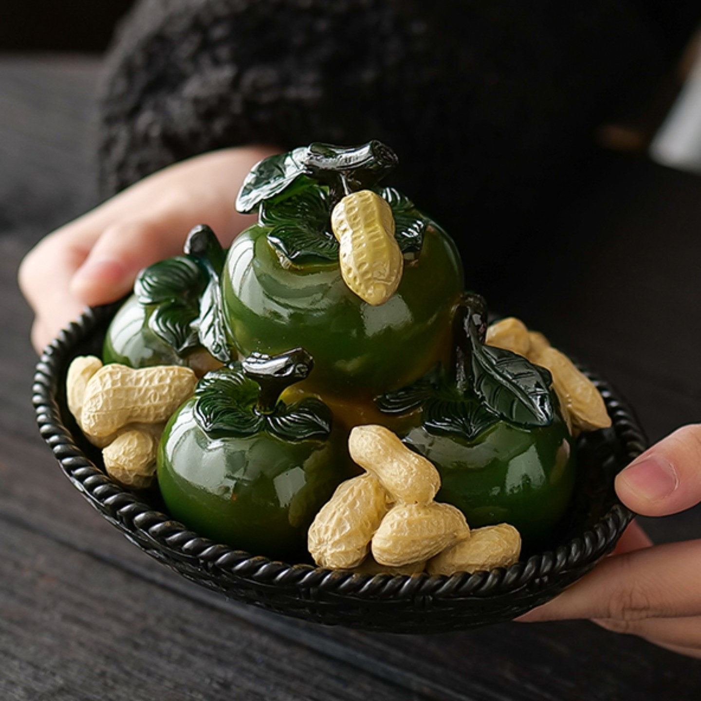 变色茶宠好柿花生摆件精品可养