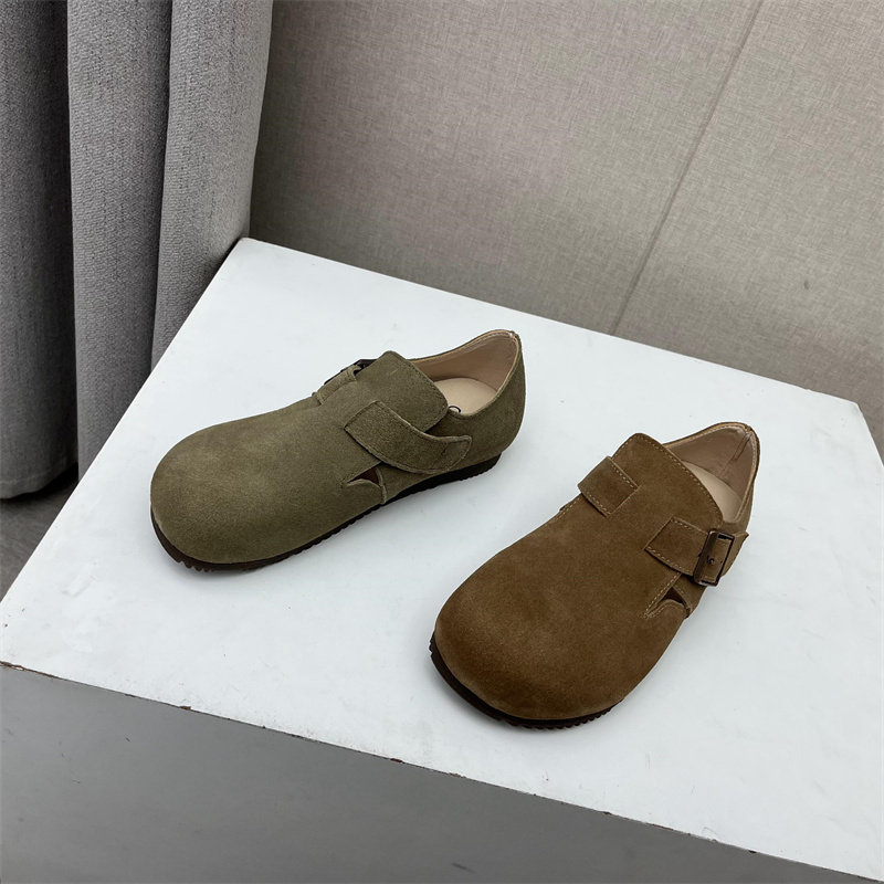 品牌撤柜女鞋2023秋款真皮软底舒适百搭磨砂勃肯鞋简约日常单鞋女