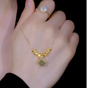 福袋钛钢不掉色项链女2023新款五福临门高级感小众气质转运锁骨链