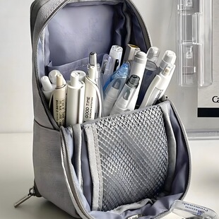 日本kokuyo国誉笔袋手机可站立式涤纶大容量多功能收纳笔筒文具盒