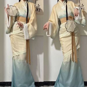 汉服鱼尾曲裾汉元素日常透气超仙高级感气质绝美温柔连衣裙子夏季
