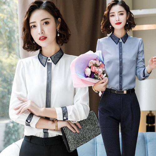 加绒加厚冬季衬衣女2021新款白衬衫职业装长袖工作服女士秋冬上衣