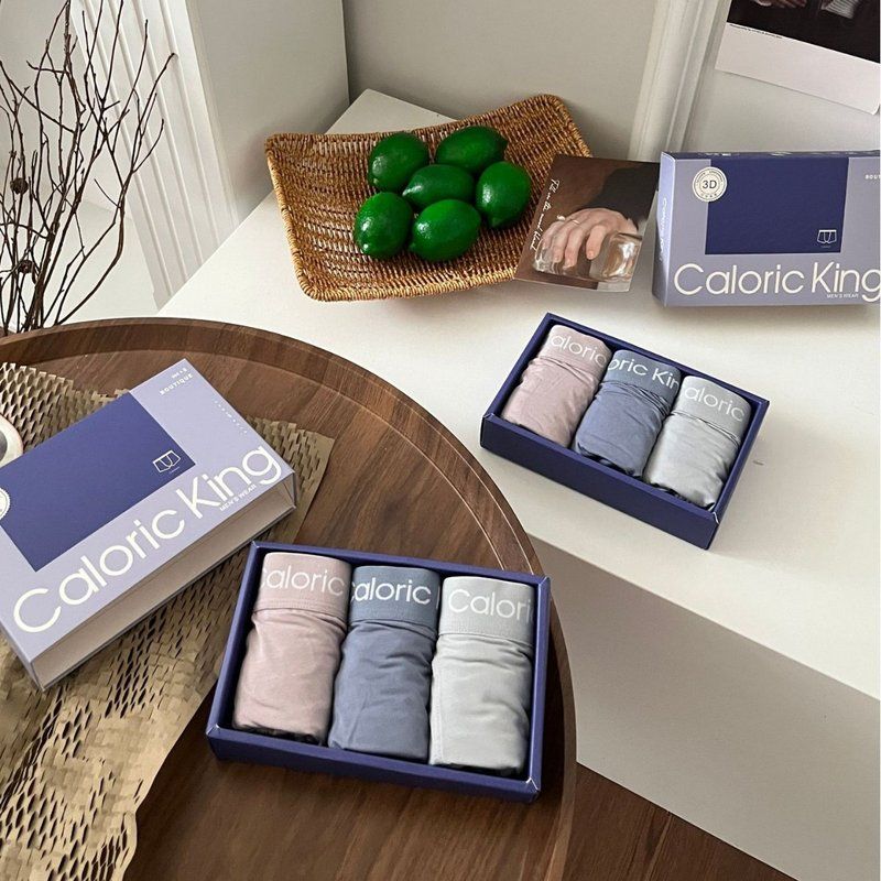 Caloric King字母男内裤莫代尔透气亲肤10A蚕丝抑菌男士内裤礼盒