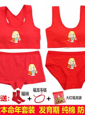 少女童龙年本命年红色发育期文胸