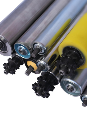 流水线滚筒输送机配件不锈钢滚轴轮重型主从动滚无动力辊子胶辊定