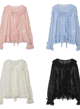 免代含税预约PINK HOUSE PH 白玫瑰 纯色软纱衬衣A2161FB_366定金