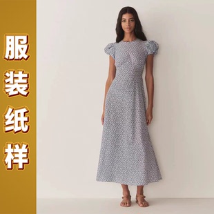 6063迦勒纸样新款春夏裁缝DIY收腰短袖大摆连衣裙长裙设计裁剪图