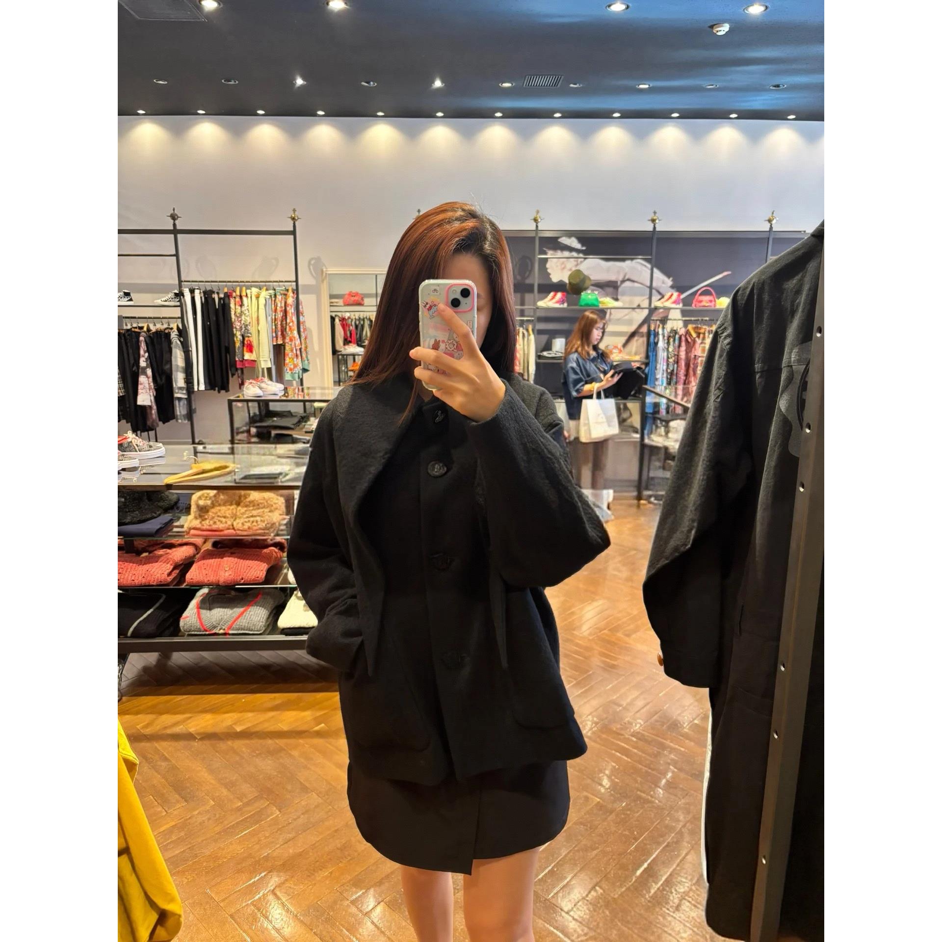 日本红标魔女领 25秋冬季土星扣全羊毛大衣可拆卸领子女中长款