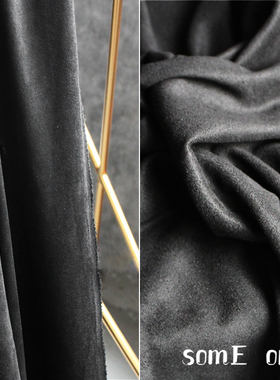 高档薄款黑色麂皮绒磨砂布料 裙子外套风衣翻毛皮设计师时装布料