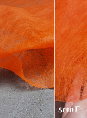 设计师diy双面蝉翼 橘红色 线条肌理布料 设计师服装创意时尚面料