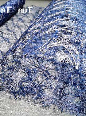高档布三宅一生藏蓝色鸟巢错乱布 肌理性造型创意外套服装面料