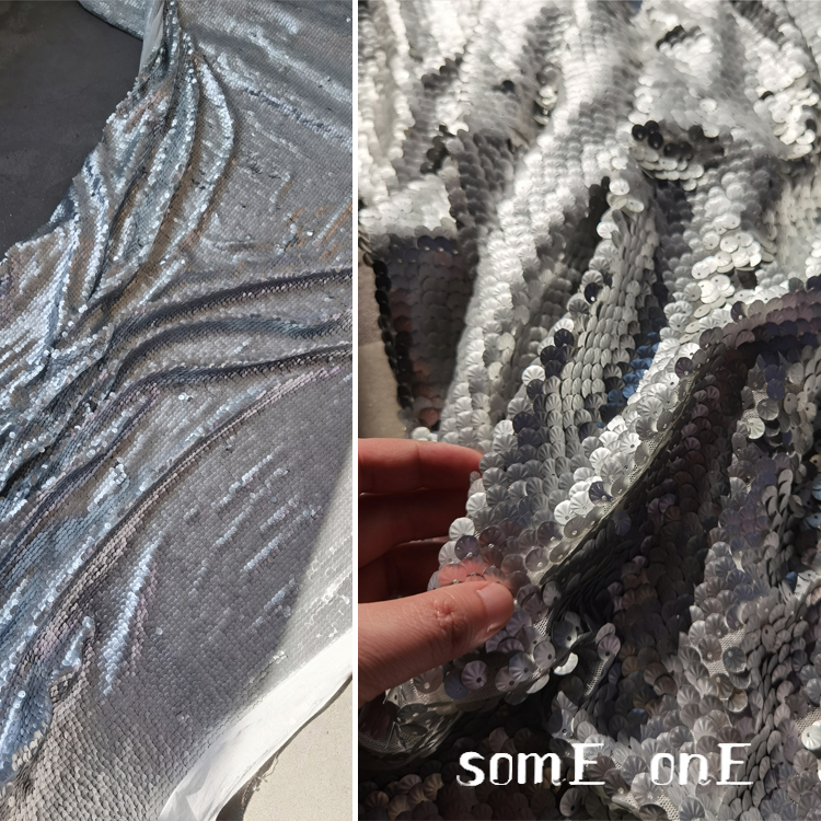 加密寒光银贝壳亮片网 造型蕾丝网纱肌理婚礼背景布拍照服装面料