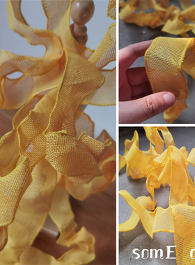 欧美亮黄色塑性花边 棉麻布辅料创意扭曲婚庆装饰设计服装面料布