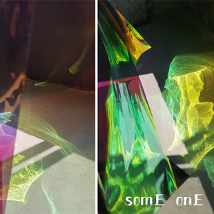 原钨色迷人眼幻彩膜布镭射渐变七彩diy造型网红婚庆场景设计面料