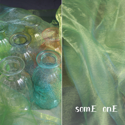 欧美风晨雾绿软幻彩琉璃纱 高密闪亮透视网纱 婚纱礼服设计师面料