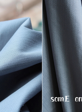 原创森系做旧加厚蓝色棉质布料 特殊纹理diy设计师毕业服装面料