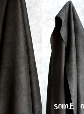 黑色加厚双面复合麂皮绒布料 优于鹿皮毛呢羊绒西装风衣服装面料