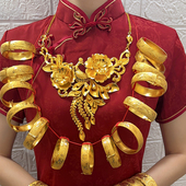 薄软新款 婚嫁 镀金龙凤手镯女新娘结婚沙金假三金拍照道具首饰中式