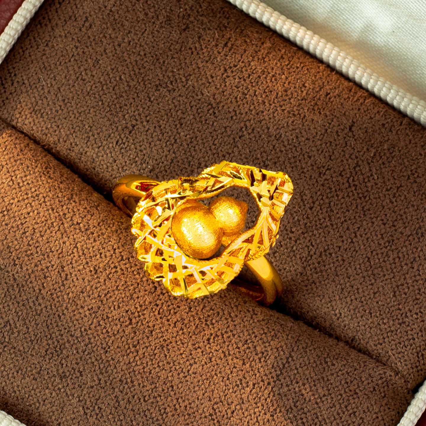 新中式镀黄金色金丝镂空葫芦戒指女古法复古风精致福禄开口指环