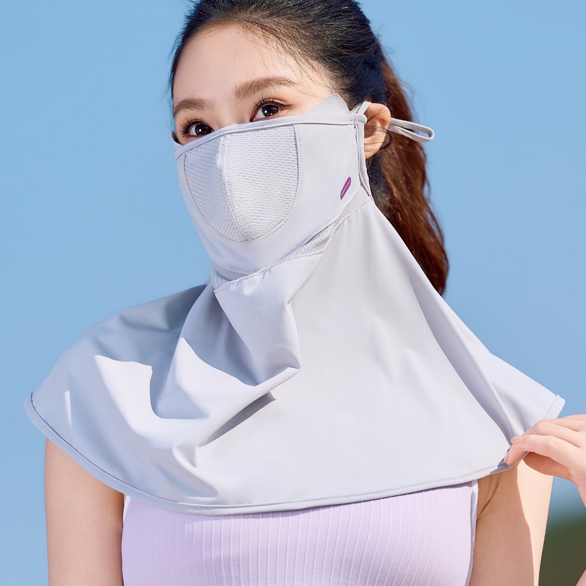 冰丝凉感防晒面罩双重护眼角女士夏季防紫外线遮阳脸基尼加长护颈