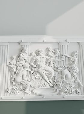 阿波罗与仙女石膏浮雕装饰画水泥工艺品橱窗拍照道具欧式罗马柱
