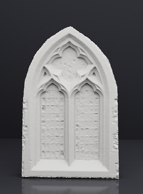 教堂建筑窗户浅浮雕石膏立体艺术家居摆件北欧饰品桌面布景拍照