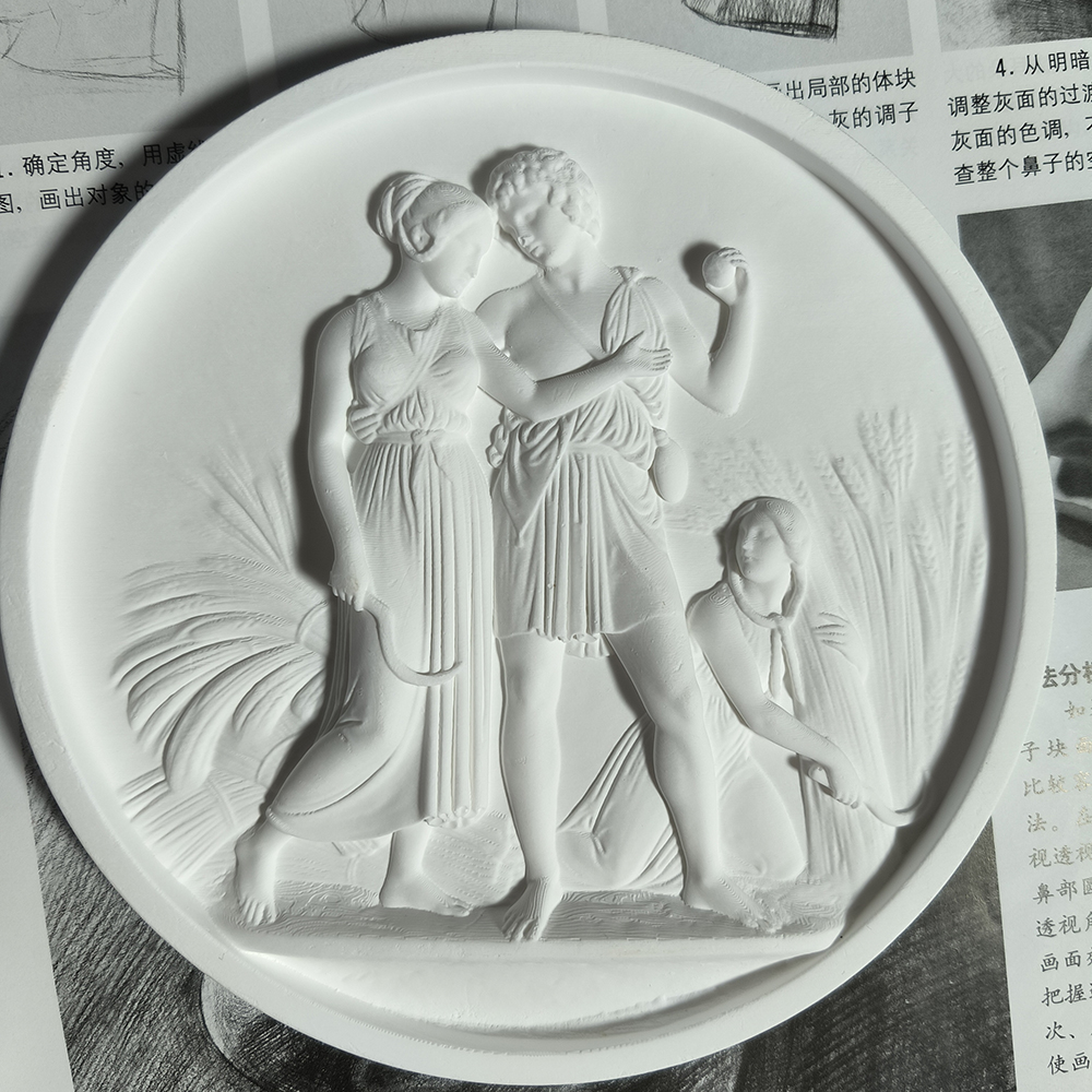 青春或夏日创意石膏雕塑桌面小摆件北欧人物桌面艺术装饰画挂画