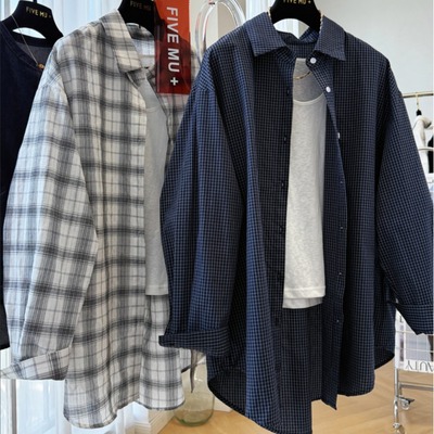 设计感小众气质休闲慵懒风复古格子衬衫秋季新款宽松显瘦长袖上衣