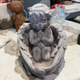 爱上花园杂货花园庭院阳台家居摆件装饰水泥做旧合掌翅膀天使