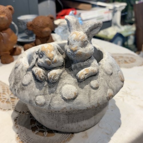 爱上花园杂货花园庭院阳台家居摆件装饰水泥做旧蘑菇兔花盆