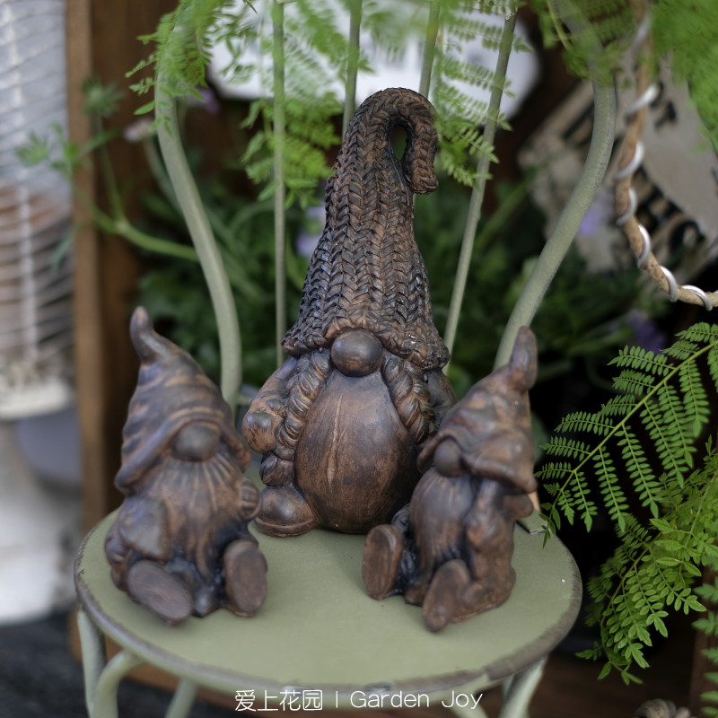 爱上花园 园艺杂货庭院装饰摆件  氧化镁树脂小可爱们 双辫子地精
